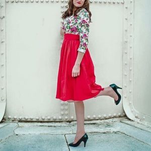 Vintage look 1940s/1950s dress Red and Floral